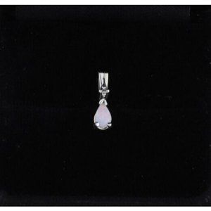 Pendant Only 14k White Gold Natural Opal and Diamond Pendant